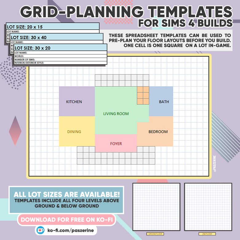Grid Planning Templates for Sims 4 Builds Ko fi ️ Where creators get