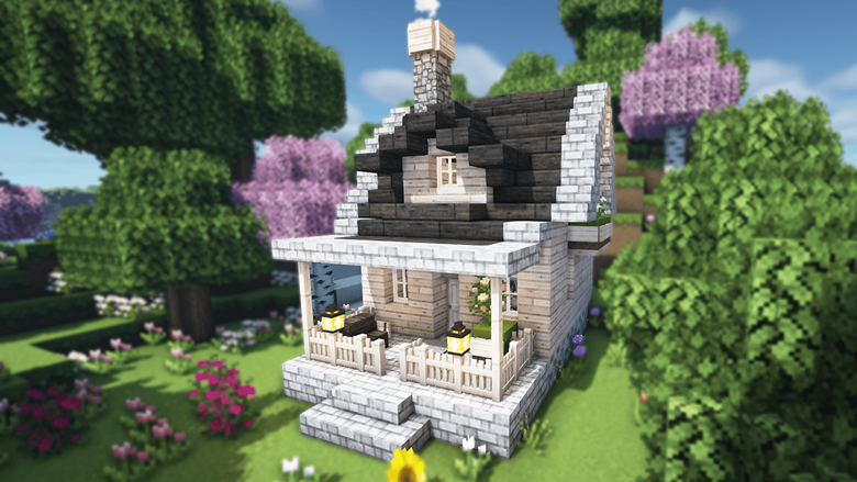 So i got on to Minecraft classic and built a flower house! :) : r