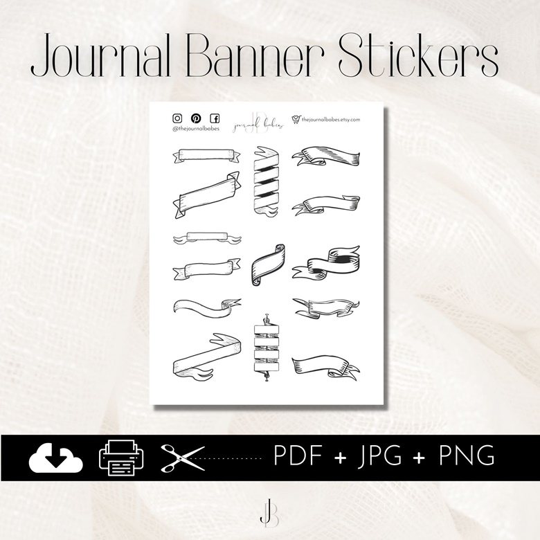 banner printable stickers black and white thejournalbabes s ko fi shop ko fi where creators get support from fans through donations memberships shop sales and more the original buy me a coffee