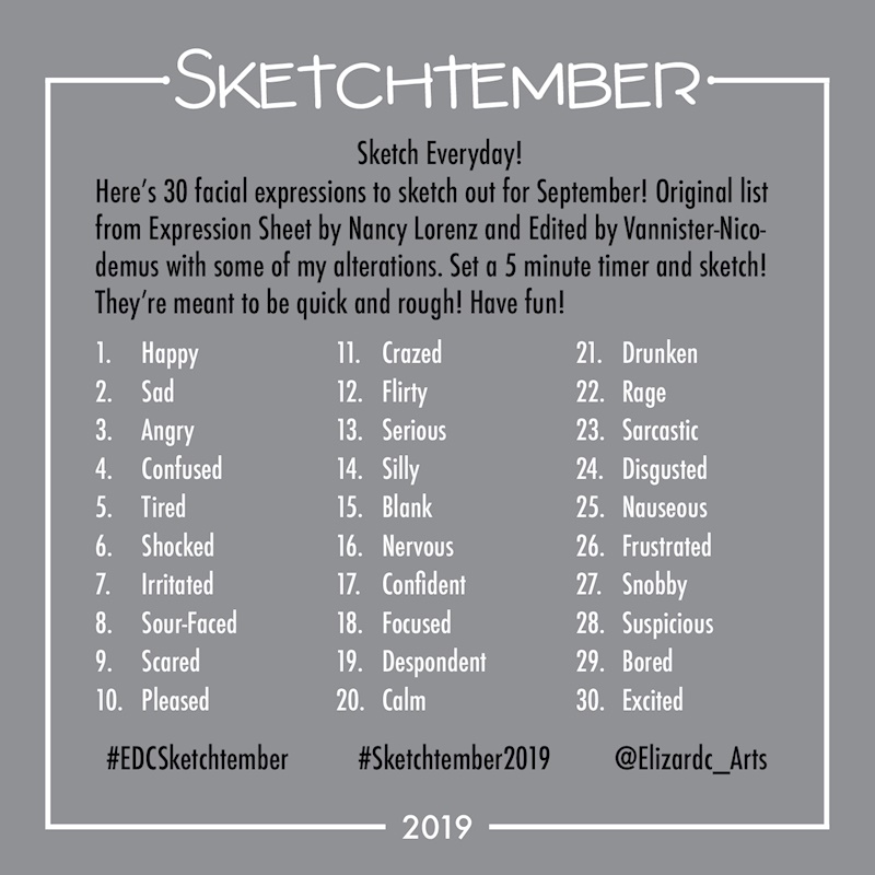 Sketchtember Prompt List - Ko-fi ️ Where creators get support from fans ...