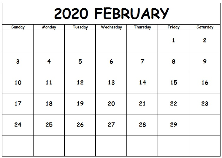 Free Printable February 2020 Calendar - Ko-fi ️ Where creators get ...