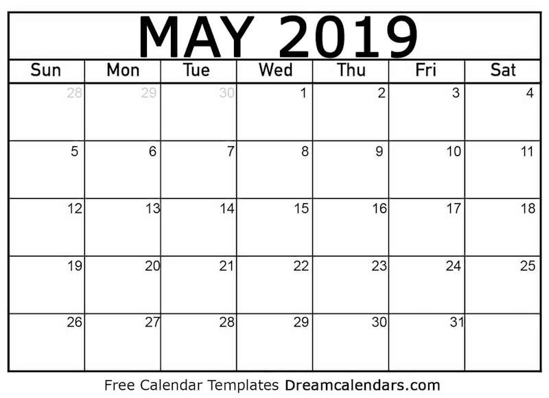 Printable May 2019 Calendar - Ko-fi ️ Where creators get support from ...