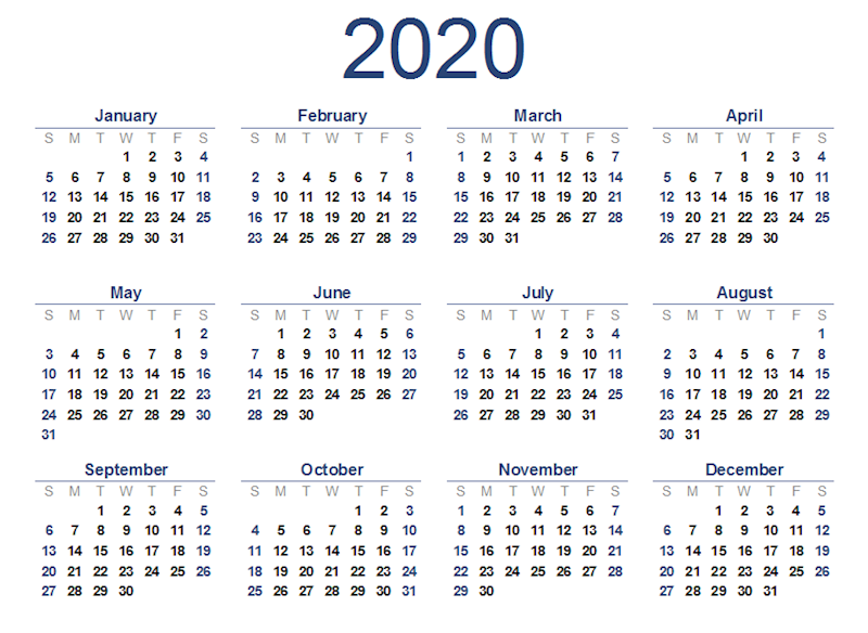 Free 2020 Printable Calendar - Ko-fi ️ Where creators get support from ...