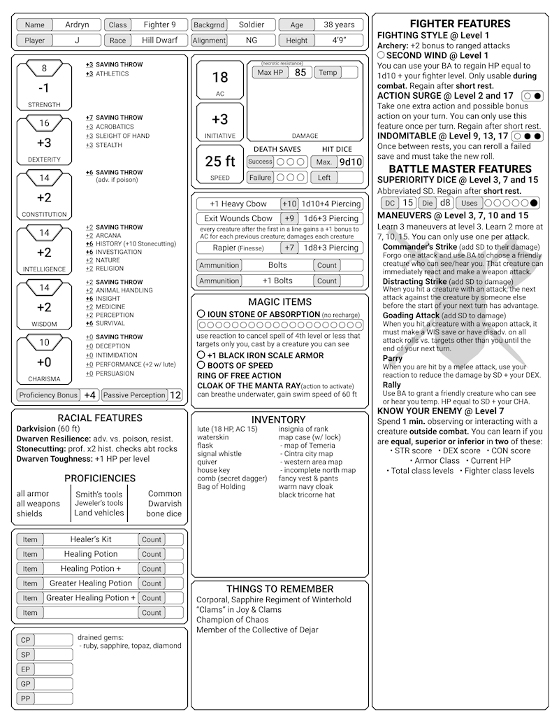 Character Sheets All PHB Subclasses Kofi ️ Where creators get