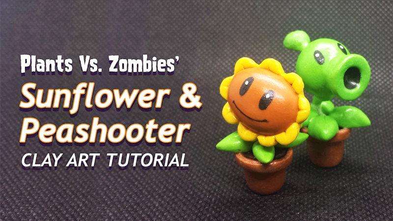 Sunflower And Peashooter From Plants Vs Zombies W Air Dry Clay